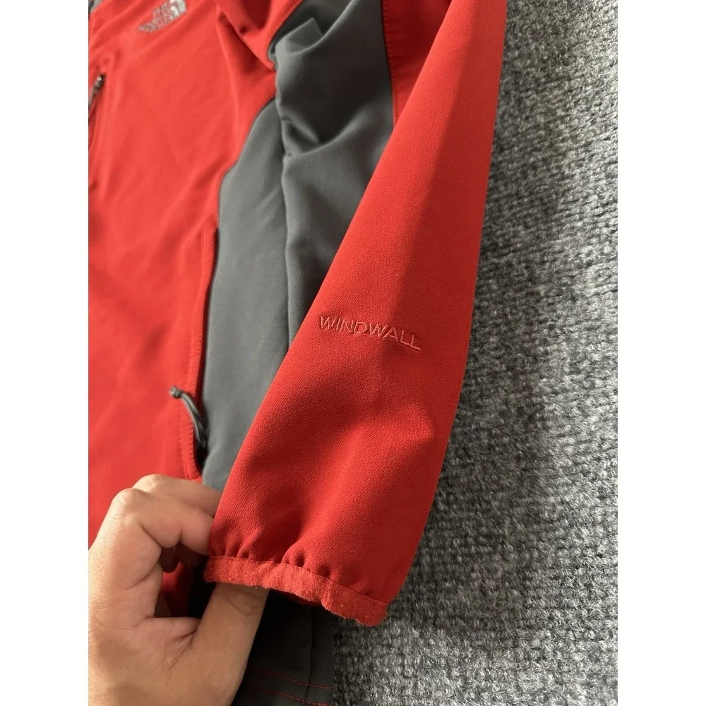 Mens The North Face WindWall Soft Shell Jacket Red Gray, Size S